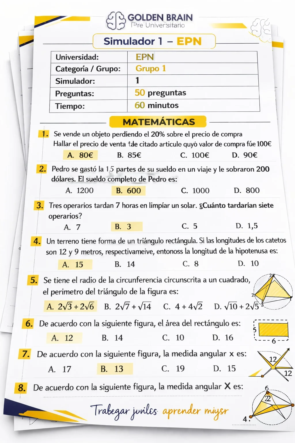 Cuestionarios impresos Golden Brain